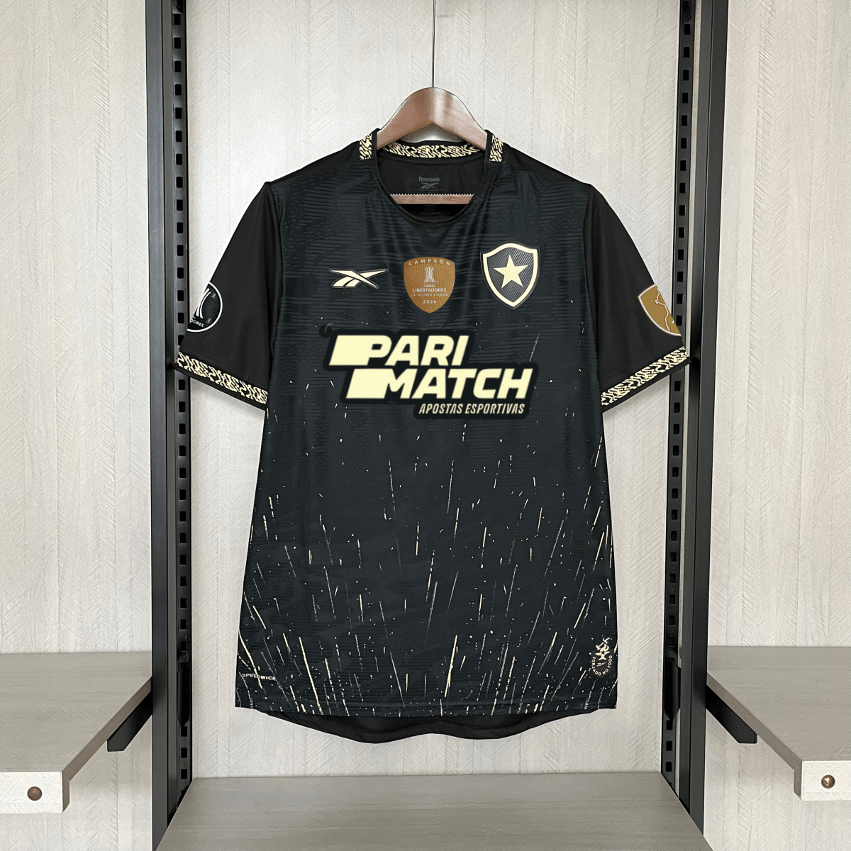 Camisa Reebok Botafogo 24/25 Casa - Preta e dourado (Com todos patrocinadores) - DA Sports Oficial