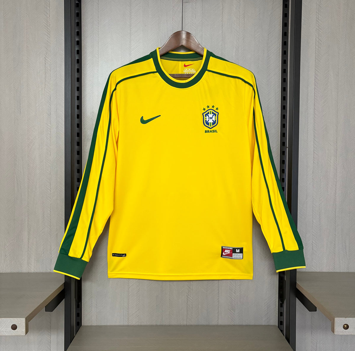 Camisa Retrô Manga Longa da Seleção Brasileira Home 1998 Torcedor
