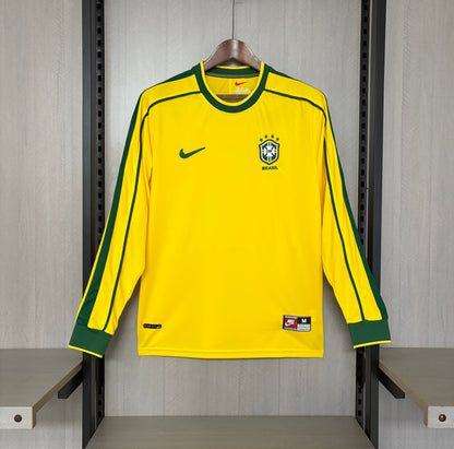 Camisa Retrô Manga Longa da Seleção Brasileira Home 1998 Torcedor