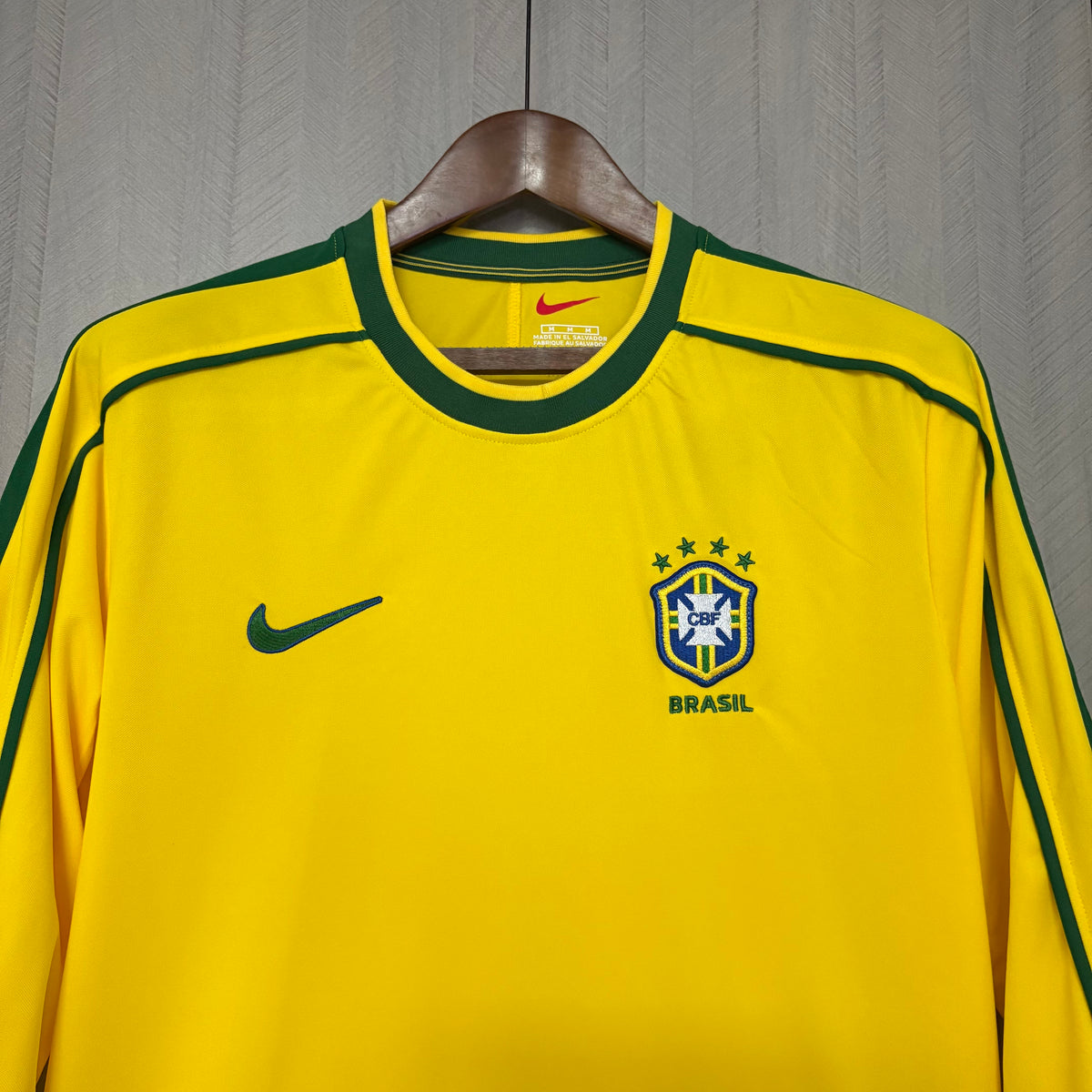 Camisa Retrô Manga Longa da Seleção Brasileira Home 1998 Torcedor