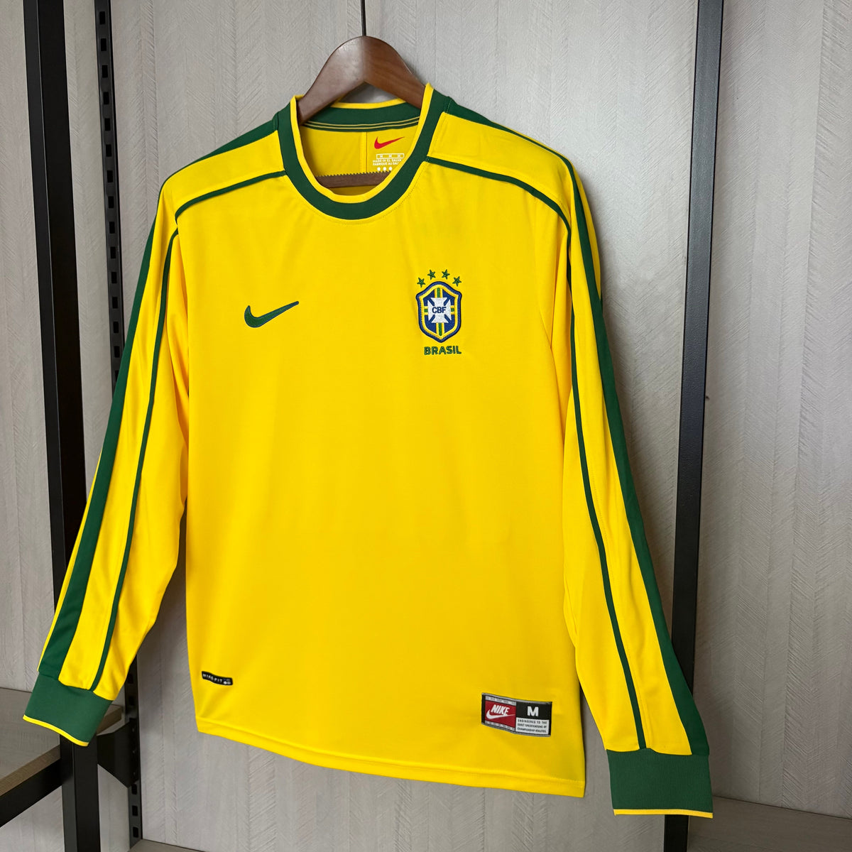 Camisa Retrô Manga Longa da Seleção Brasileira Home 1998 Torcedor