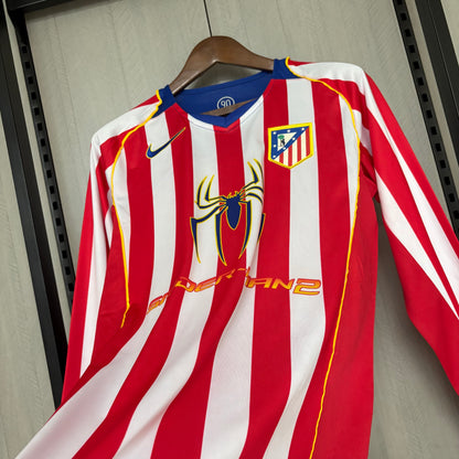 Camisa Retrô Manga Longa do Atlético de Madrid Home 2004/05 Torcedor