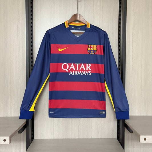 Camisa Retrô Manga Longa do Barcelona Home 2015/16 Torcedor
