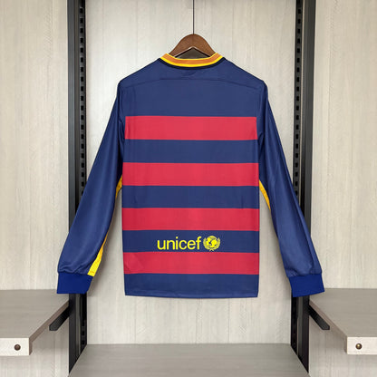 Camisa Retrô Manga Longa do Barcelona Home 2015/16 Torcedor