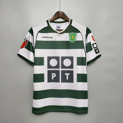 Camisa Retrô Sporting I Home 01/03 - Masculina - Verde e Branca - DA Sports Oficial