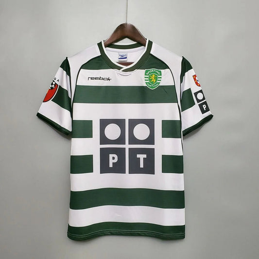 Camisa Retrô Sporting I Home 01/03 - Masculina - Verde e Branca - DA Sports Oficial