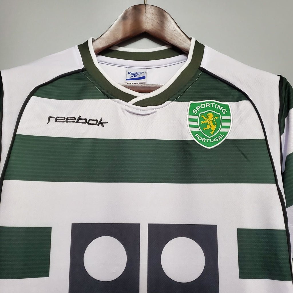 Camisa Retrô Sporting I Home 01/03 - Masculina - Verde e Branca - DA Sports Oficial