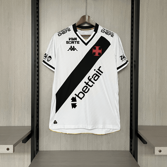 Camisa Vasco I 2025 Kappa Masculina - Branca (Com todos patrocinadores) - DA Sports Oficial