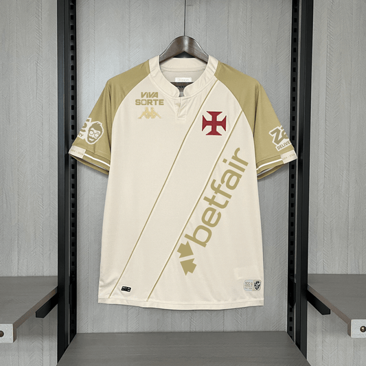 Camisa Vasco III 24/25 Kombat Kappa Masculina - Bege (com patrocinadores) - DA Sports Oficial