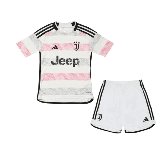 Conjunto Infantil Juventus Away 23/24 - Branco - DA Sports Oficial
