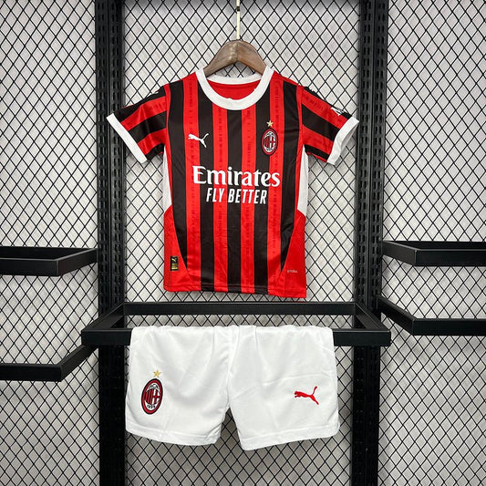 Conjunto Infantil Milan Home 24/25 - Vermelho e Preto - DA Sports Oficial