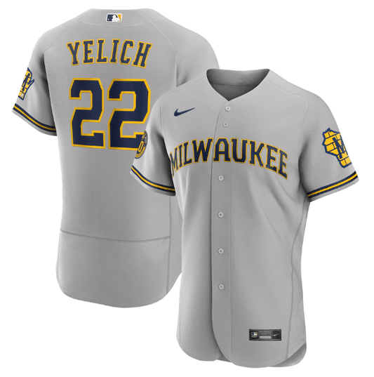 Camisa MLB Milwaukee Brewers Cinza Authentic