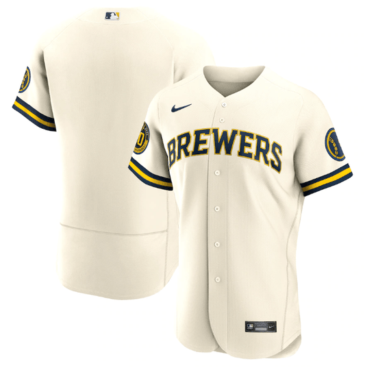 Camisa MLB Milwaukee Brewers Creme Authentic