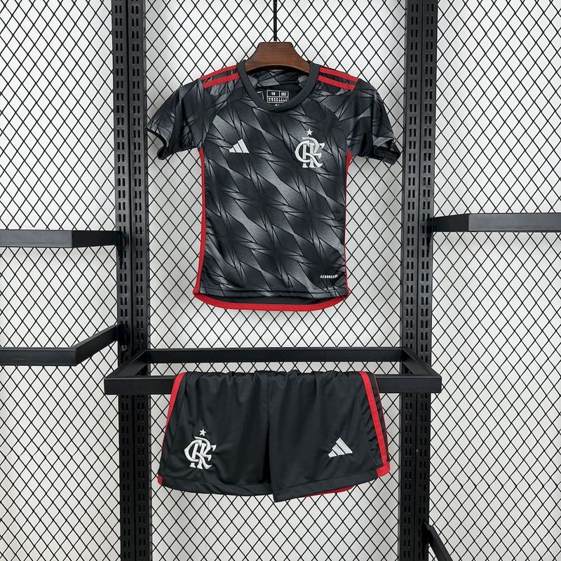 Kit Infantil Flamengo III 24/25 s/n° Torcedor Adidas - Cinza - DA Sports Oficial