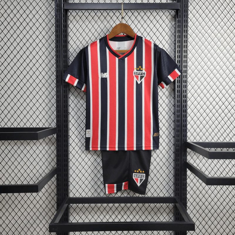 Kit Infantil São Paulo 24/25 New Balance Preto/Vermelho - DA Sports Oficial