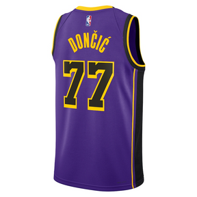Regata NBA Nike Los Angeles Lakers nº 77 Luka Dončić Masculina - Roxo e Preto