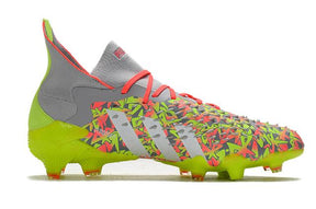 Chuteira Campo Adidas Predator Freak .1 FG Clear Grey/White/Solar Yellow - Cano Alto - DA Sports Oficial