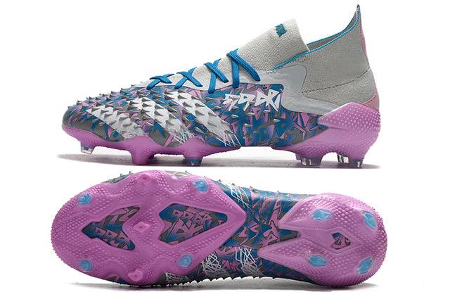 Chuteira Campo Adidas Predator Freak .1 FG Gray/Blue/Pink - Cano Alto - DA Sports Oficial