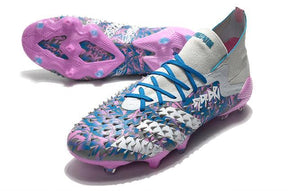 Chuteira Campo Adidas Predator Freak .1 FG Gray/Blue/Pink - Cano Alto - DA Sports Oficial