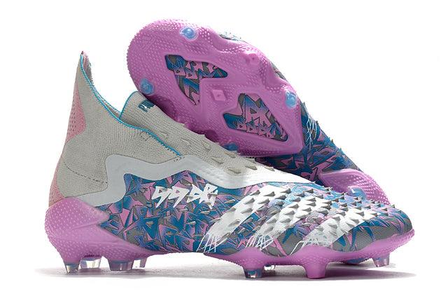 Chuteira Campo Adidas Predator Freak + FG Grey/Blue/Pink - Cano Alto - DA Sports Oficial