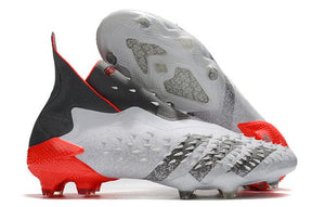 Chuteira Campo Adidas Predator Freak+ FG White/Iron Metallic/Solar Red - Cano Alto - DA Sports Oficial