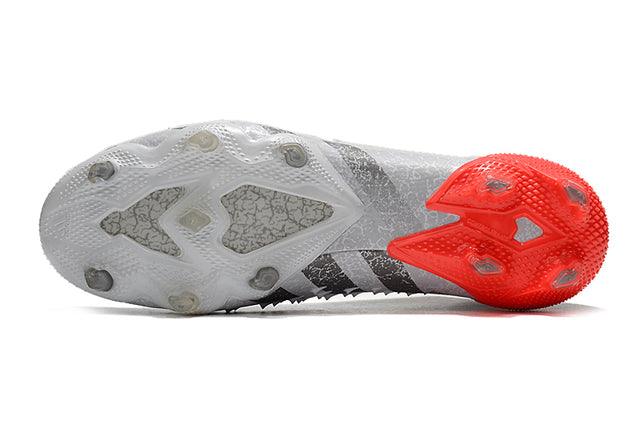 Chuteira Campo Adidas Predator Freak+ FG White/Iron Metallic/Solar Red - Cano Alto - DA Sports Oficial