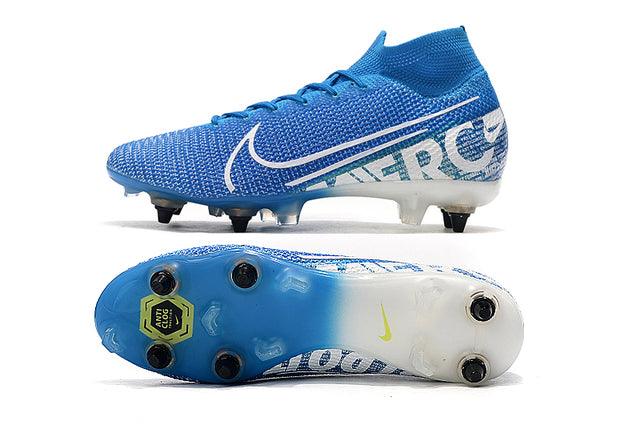 Chuteira Campo Nike Mercurial Superfly 7 Elite SG - PRO Anti Clog Azul/Branco - Cano Alto - DA Sports Oficial