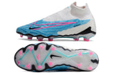 Chuteira Campo Nike Phantom GX Elite FG Branco/Azul - Cano Alto - DA Sports Oficial