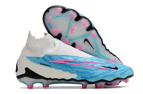 Chuteira Campo Nike Phantom GX Elite FG Branco/Azul - Cano Alto - DA Sports Oficial