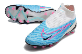 Chuteira Campo Nike Phantom GX Elite FG Branco/Azul - Cano Alto - DA Sports Oficial