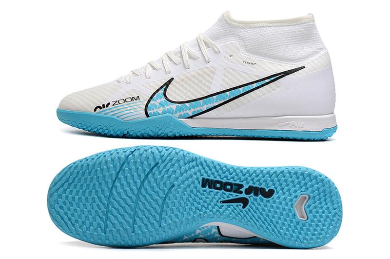 Chuteira Futsal Nike Air Zoom Superfly 9 TF - Branco/Azul - Cano Alto - DA Sports Oficial