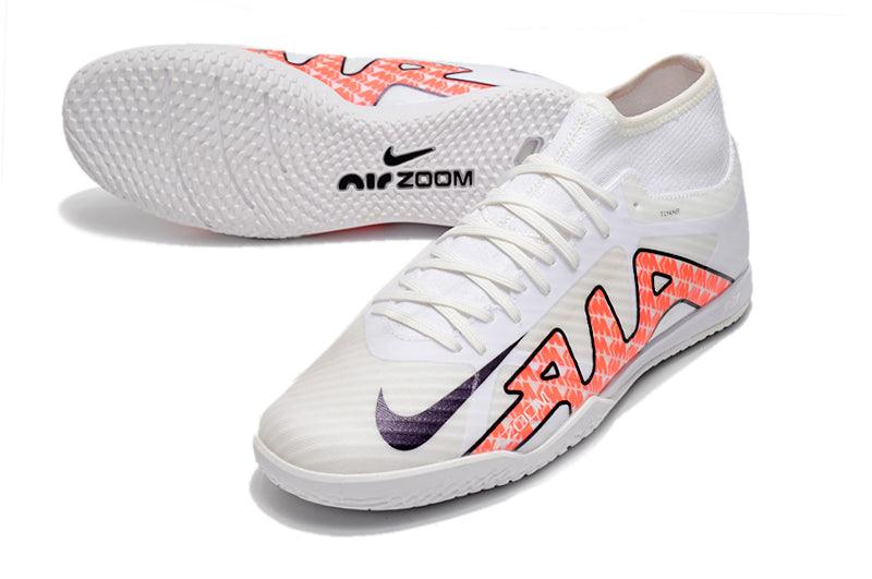 Chuteira Futsal Nike Air Zoom Superfly 9 TF - Branco/Laranja - Cano Alto - DA Sports Oficial