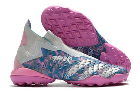 Chuteira Society Adidas Predator Freak + FG White/Blue/Pink - Cano Alto - DA Sports Oficial
