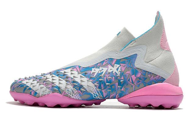 Chuteira Society Adidas Predator Freak + FG White/Blue/Pink - Cano Alto - DA Sports Oficial
