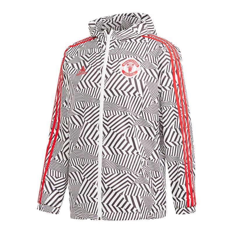 Corta - vento Manchester United 21/22 Adidas - Branco e Preto - DA Sports Oficial