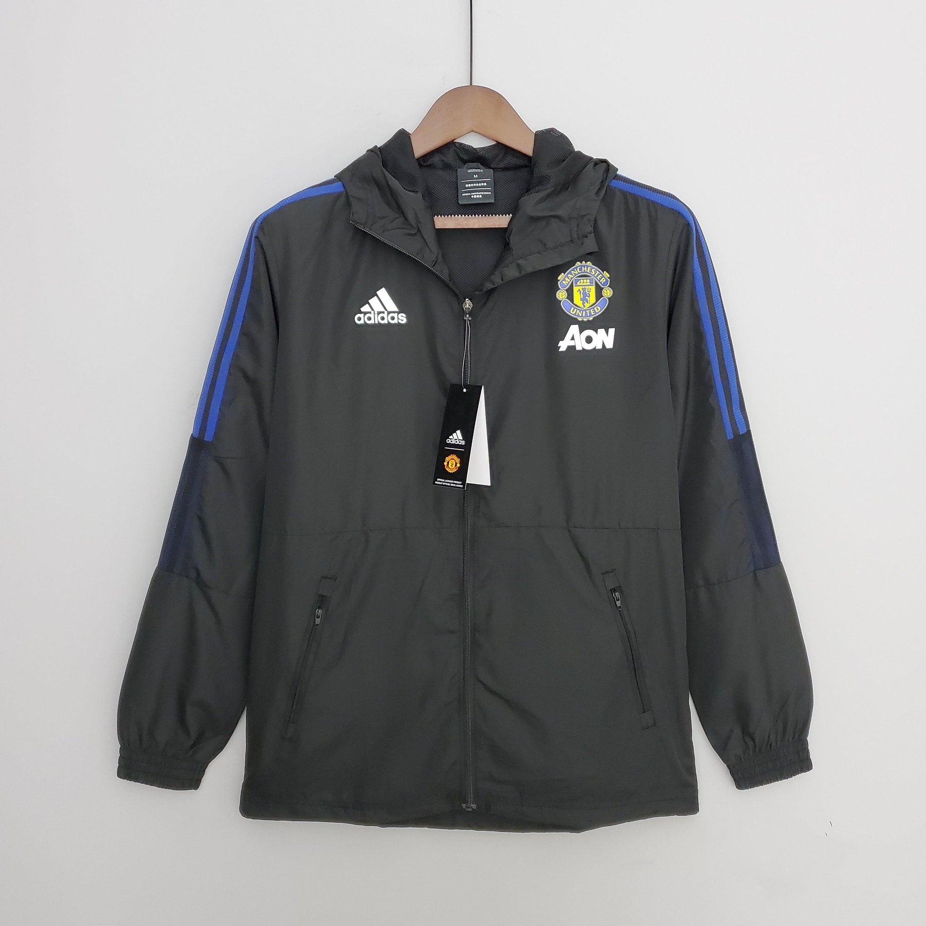 Corta-vento Manchester United 21/22 Adidas - Preto e Azul - DA Sports Oficial